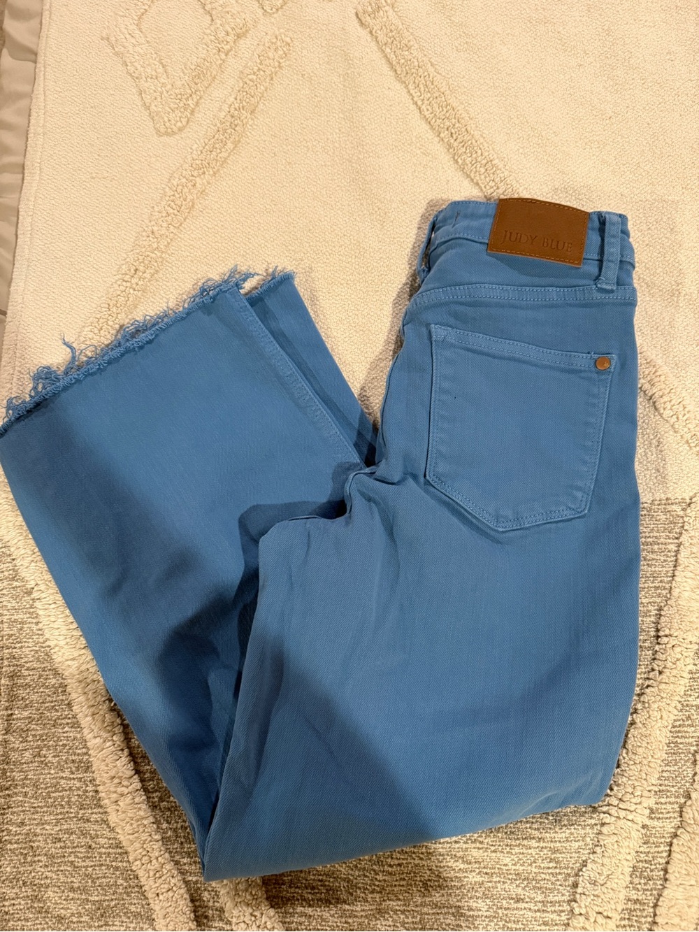 Judy Blue Cornflower Blue High-Rise Wide Leg Jeans with Frayed Hem